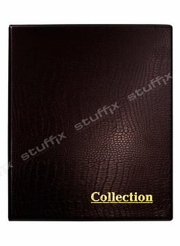 Альбом для банкнот и монет на кольцах коричневый крок "Collection" Optima без листов с расширенным корешком